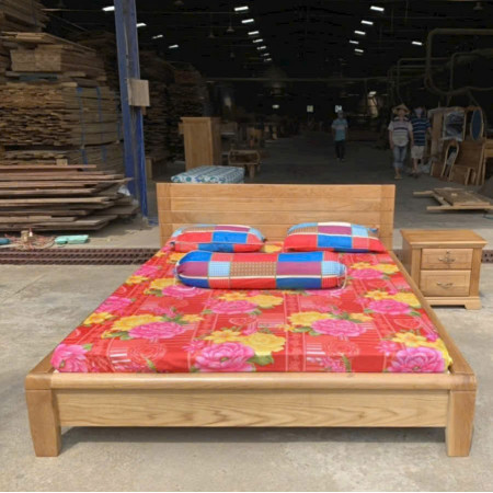 Giường Nhật 02 - 1m4 : Giường Ngủ Gỗ Sồi